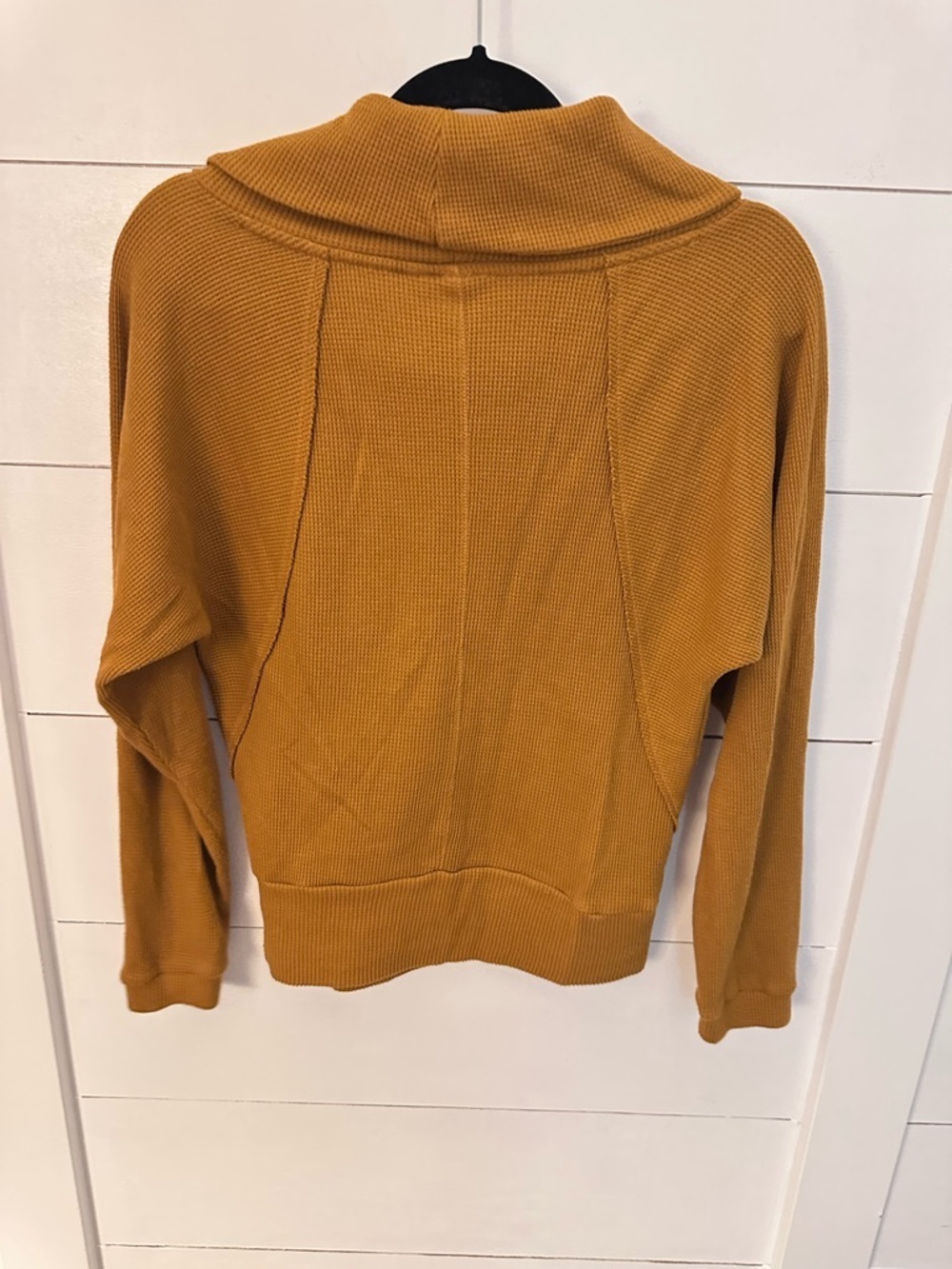 Anthropology XS Pilcro Angie mock neck cotton waffle knit yellow-brown tunic - Picture 3 of 13